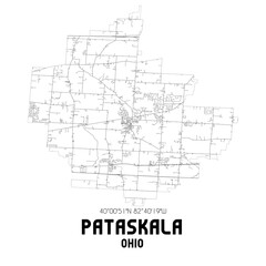 Pataskala Ohio. US street map with black and white lines.