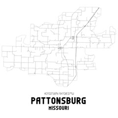 Pattonsburg Missouri. US street map with black and white lines.