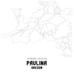 Paulina Oregon. US street map with black and white lines.