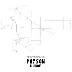 Payson Illinois. US street map with black and white lines.
