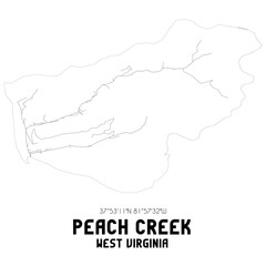 Peach Creek West Virginia. US street map with black and white lines.