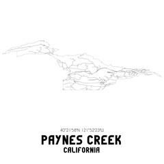 Paynes Creek California. US street map with black and white lines.