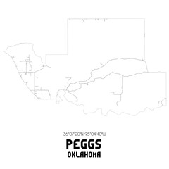 Peggs Oklahoma. US street map with black and white lines.