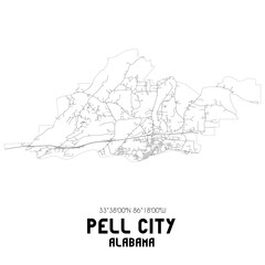 Pell City Alabama. US street map with black and white lines.