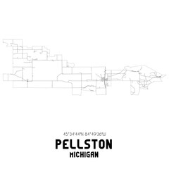 Pellston Michigan. US street map with black and white lines.