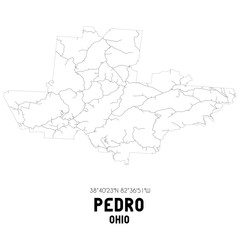 Pedro Ohio. US street map with black and white lines.