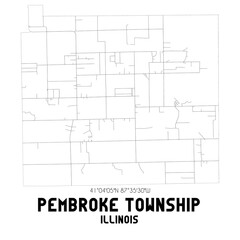 Pembroke Township Illinois. US street map with black and white lines.