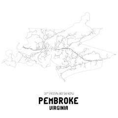 Pembroke Virginia. US street map with black and white lines.