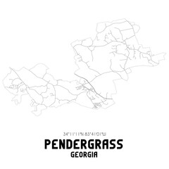 Pendergrass Georgia. US street map with black and white lines.