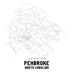 Pembroke North Carolina. US street map with black and white lines.