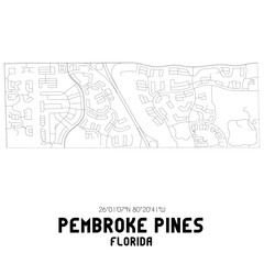 Pembroke Pines Florida. US street map with black and white lines.