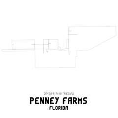 Penney Farms Florida. US street map with black and white lines.