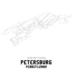 Petersburg Pennsylvania. US street map with black and white lines.