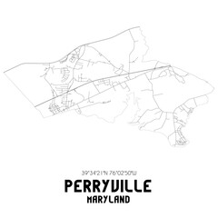 Perryville Maryland. US street map with black and white lines.