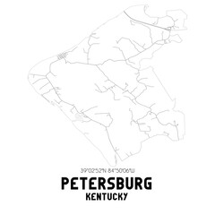 Petersburg Kentucky. US street map with black and white lines.