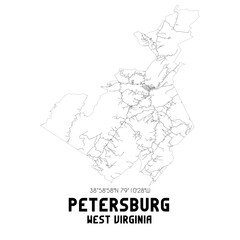 Petersburg West Virginia. US street map with black and white lines.