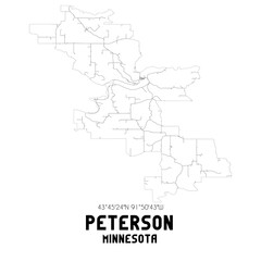 Obraz premium Peterson Minnesota. US street map with black and white lines.