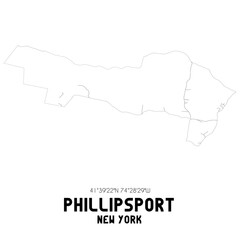 Phillipsport New York. US street map with black and white lines.