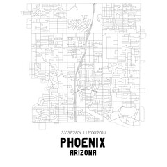 Fototapeta premium Phoenix Arizona. US street map with black and white lines.