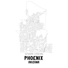 Fototapeta na wymiar Phoenix Arizona. US street map with black and white lines.