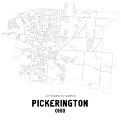 Pickerington Ohio. US street map with black and white lines.