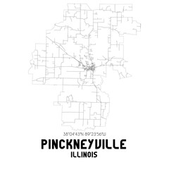 Pinckneyville Illinois. US street map with black and white lines.