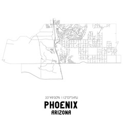Phoenix Arizona. US street map with black and white lines.