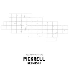 Pickrell Nebraska. US street map with black and white lines.