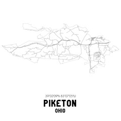 Piketon Ohio. US street map with black and white lines.