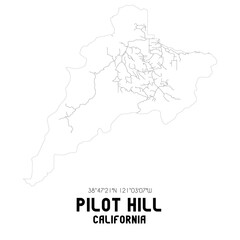 Pilot Hill California. US street map with black and white lines.