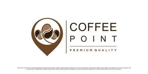 Coffee point logo design template for cafe or restaurant with location icon and creative element