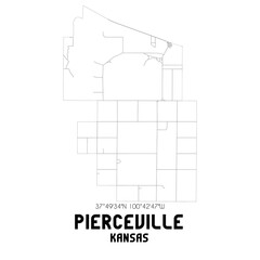 Pierceville Kansas. US street map with black and white lines.