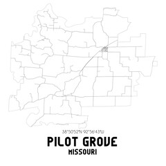 Pilot Grove Missouri. US street map with black and white lines.
