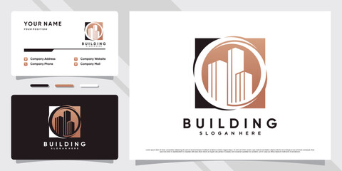 Building architecture logo design illustration with creative concept and business card template
