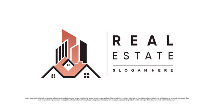 Real estate building logo design template with modern concept and creative element