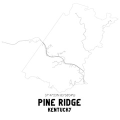 Pine Ridge Kentucky. US street map with black and white lines.