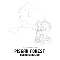 Pisgah Forest North Carolina. US street map with black and white lines.