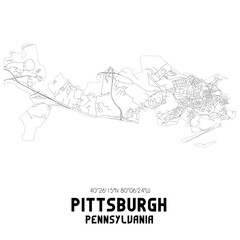 Pittsburgh Pennsylvania. US street map with black and white lines.