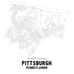 Pittsburgh Pennsylvania. US street map with black and white lines.