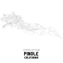 Naklejka premium Pinole California. US street map with black and white lines.