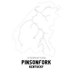Pinsonfork Kentucky. US street map with black and white lines.