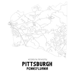 Pittsburgh Pennsylvania. US street map with black and white lines.