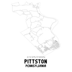 Pittston Pennsylvania. US street map with black and white lines.