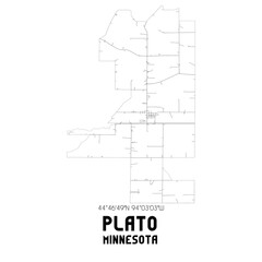 Plato Minnesota. US street map with black and white lines.