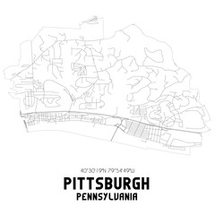 Pittsburgh Pennsylvania. US street map with black and white lines.