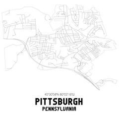 Pittsburgh Pennsylvania. US street map with black and white lines. - obrazy, fototapety, plakaty