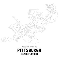 Pittsburgh Pennsylvania. US street map with black and white lines.