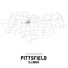 Pittsfield Illinois. US street map with black and white lines.