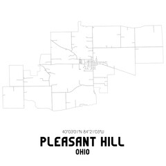 Pleasant Hill Ohio. US street map with black and white lines.