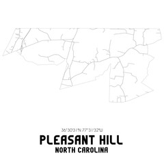 Pleasant Hill North Carolina. US street map with black and white lines.